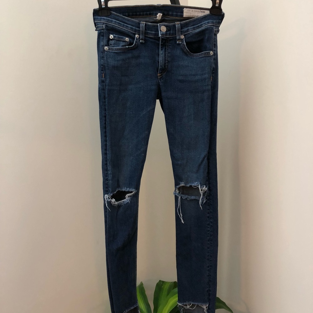 Rag & bone distressed step cut skinny jeans